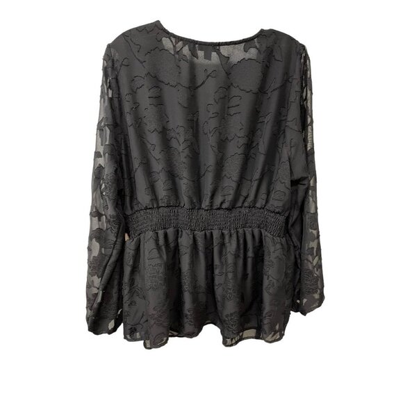 Torrid Peplum Chiffon Clip Floral Blouson Sleeve Top Women’s Plus Size 2 18-20 - Picture 6 of 7